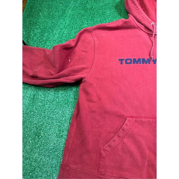 Vintage‎ Y2K Tommy Hilfiger Spell-out Red zip up hooded Jacket - Picture 4 of 9